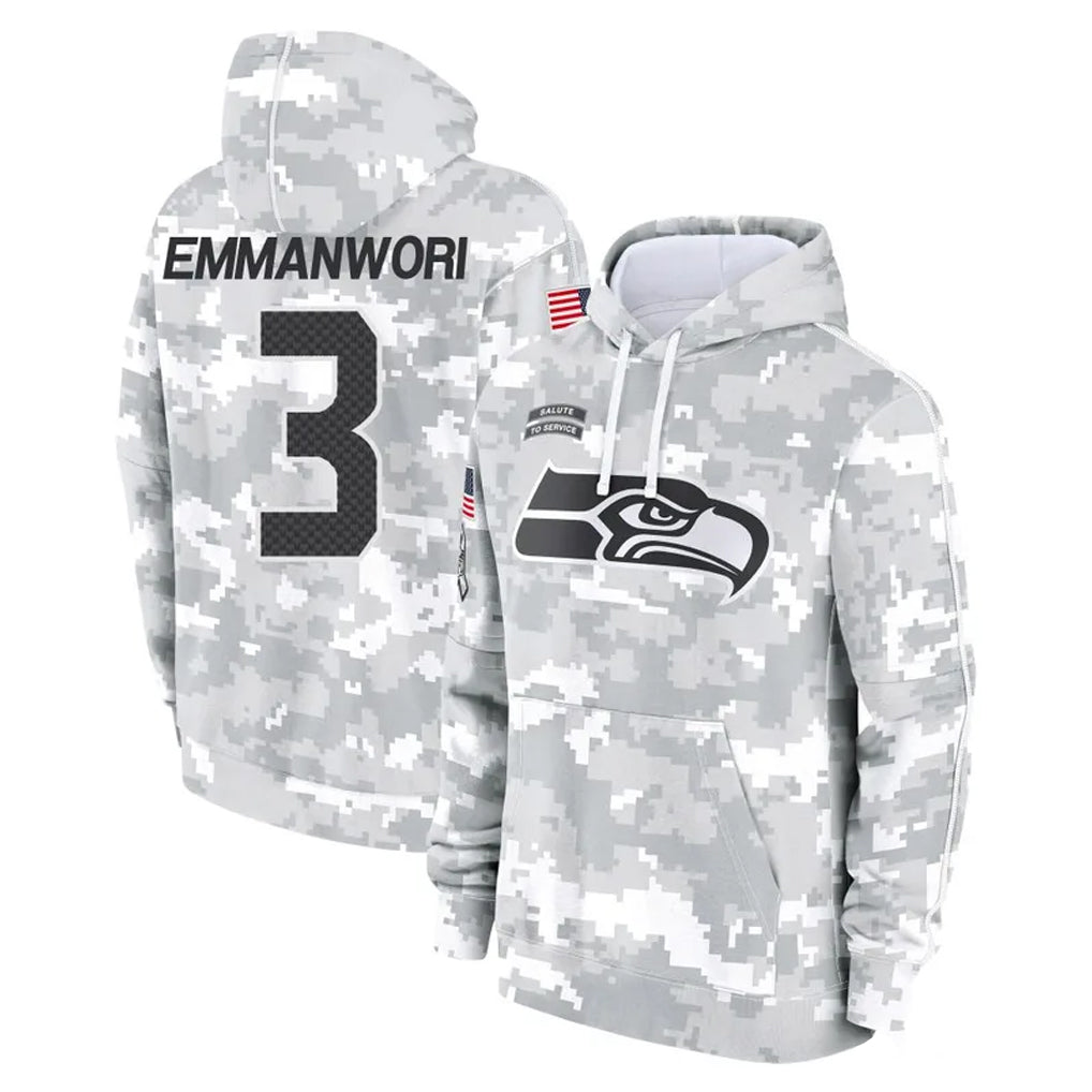 Blackjersey S.Seahawks #3 Nick Emmanwori Player Arctic Camo Limited Salute to Service Pullover Hoodies Game Stitched Jerseys