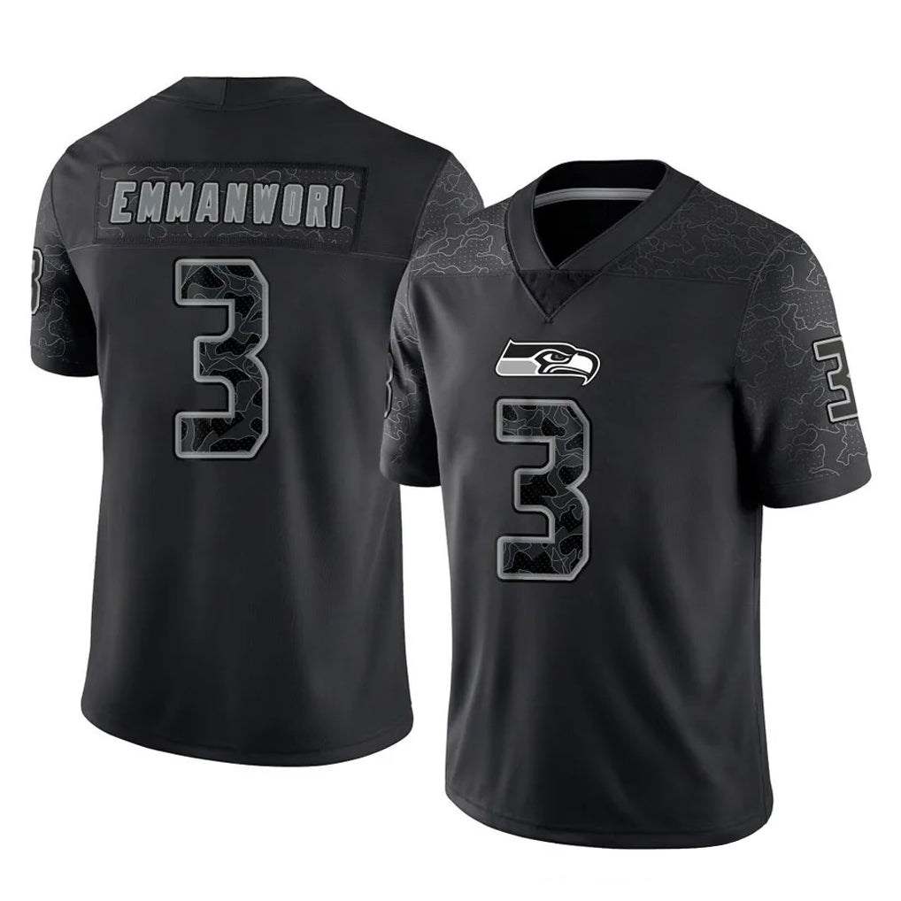 Blackjersey S.Seahawks #3 Nick Emmanwori Player Black Limited Reflective Home Game Stitched Jerseys