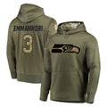 Blackjersey S.Seahawks #3 Nick Emmanwori Player Olive Salute to Service Pullover Hoodie Home Game Stitched Jerseys