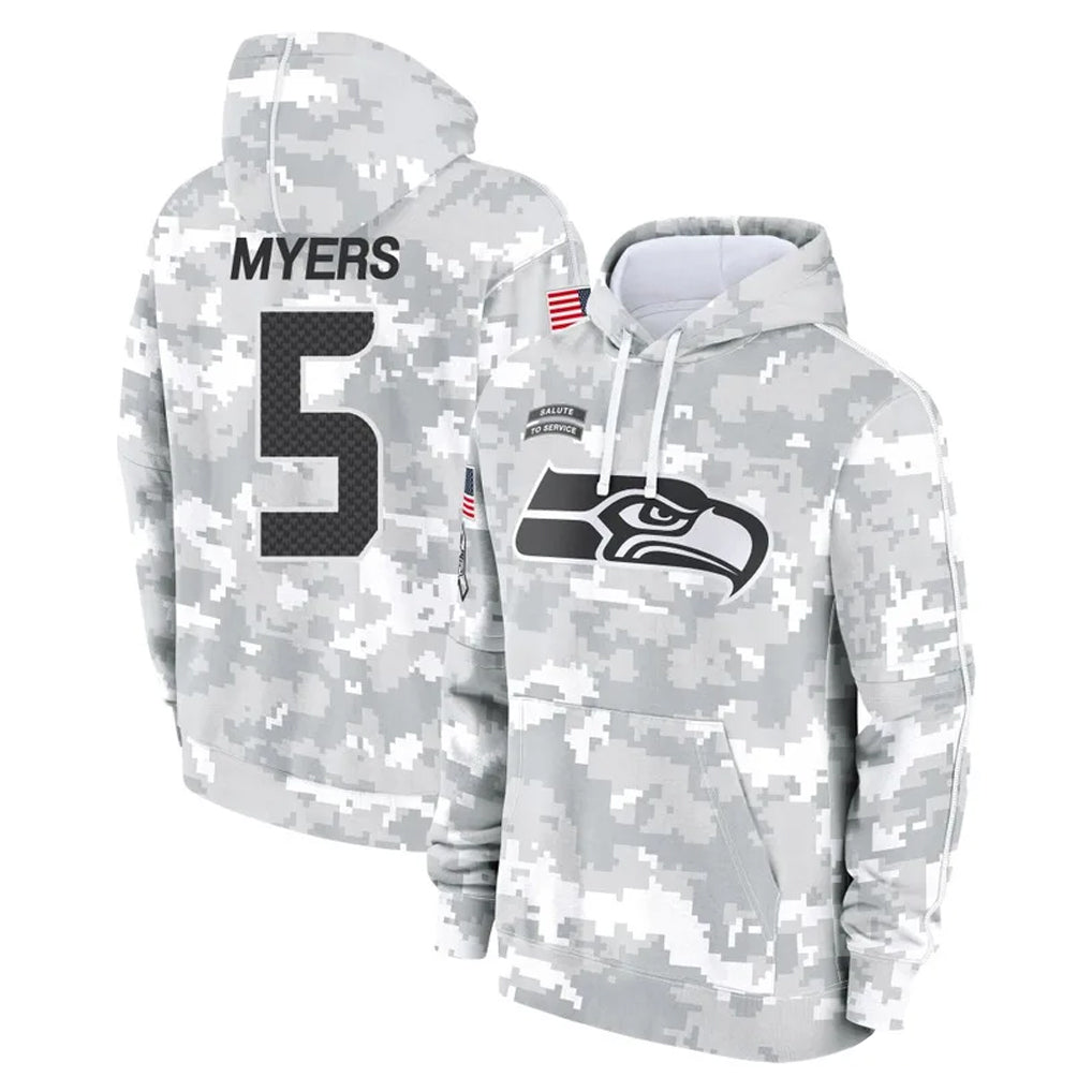 Blackjersey S.Seahawks #5 Jason Myers Player Arctic Camo Limited Salute to Service Pullover Hoodies Game Stitched Jerseys