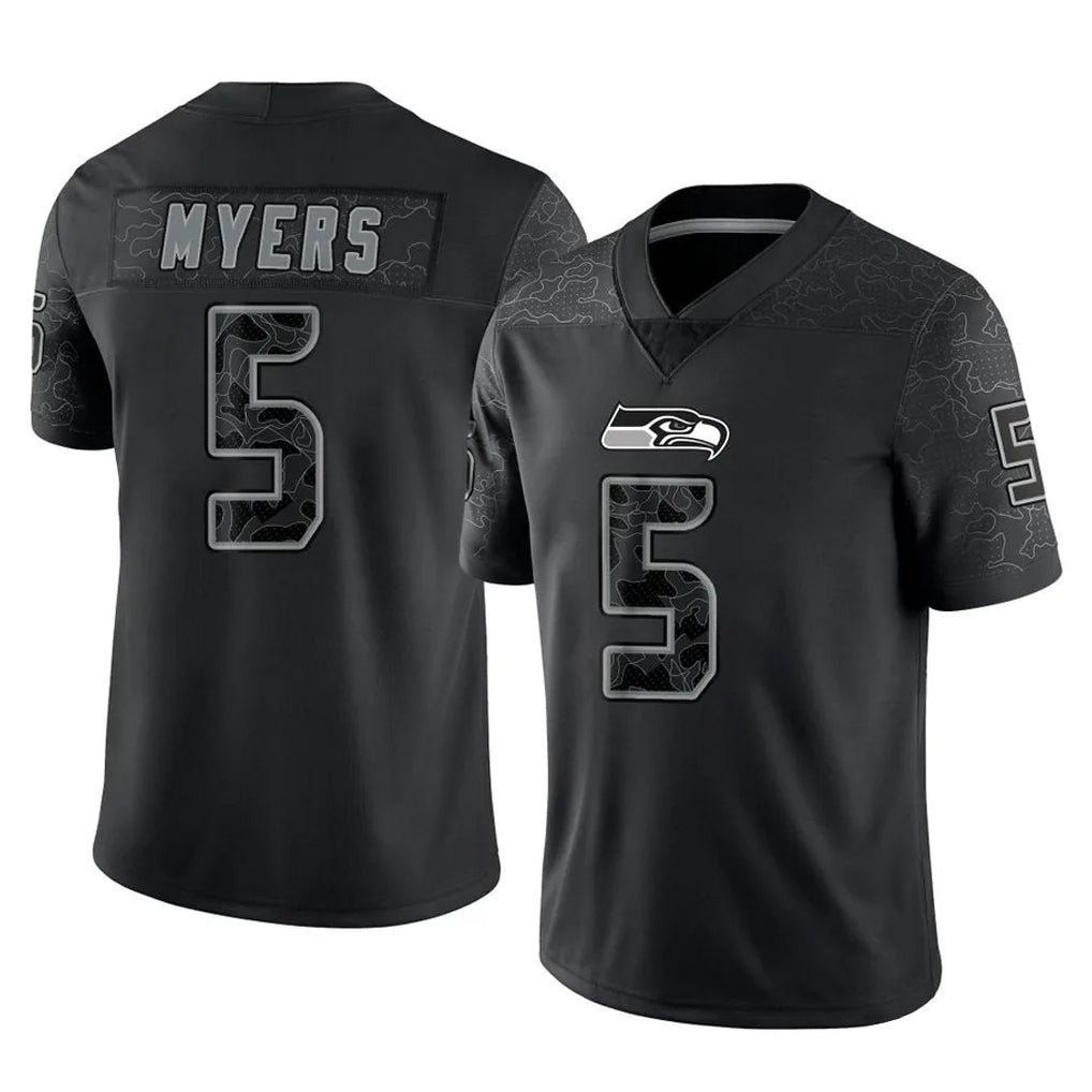 Blackjersey S.Seahawks #5 Jason Myers Player Black Limited Reflective Home Game Stitched Jerseys