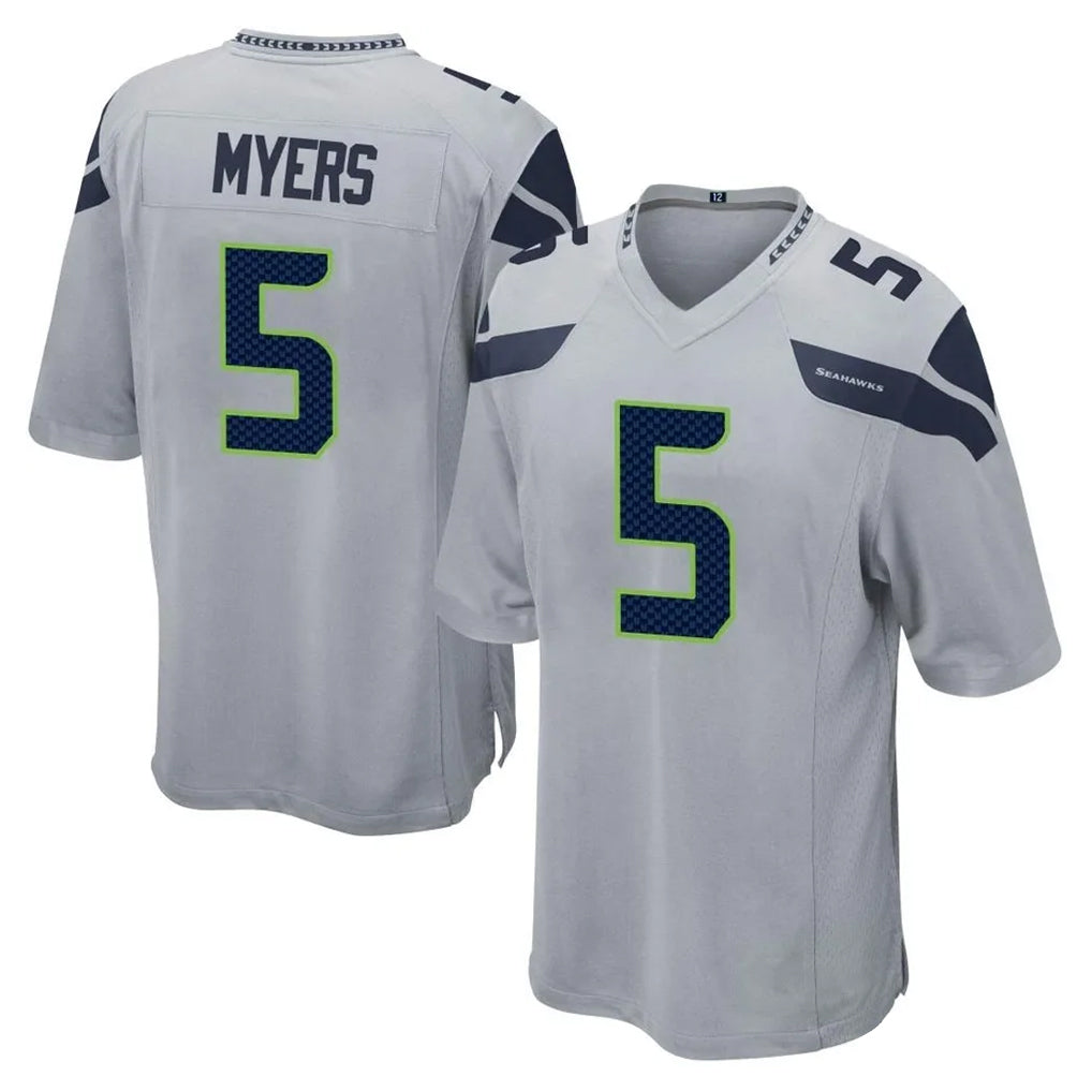 Blackjersey S.Seahawks #5 Jason Myers Player Gray Home Game Stitched Jerseys