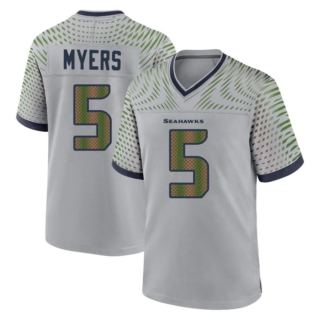 Blackjersey S.Seahawks #5 Jason Myers Player Grey 2025 Rivalries Collection Home Game Stitched Jerseys