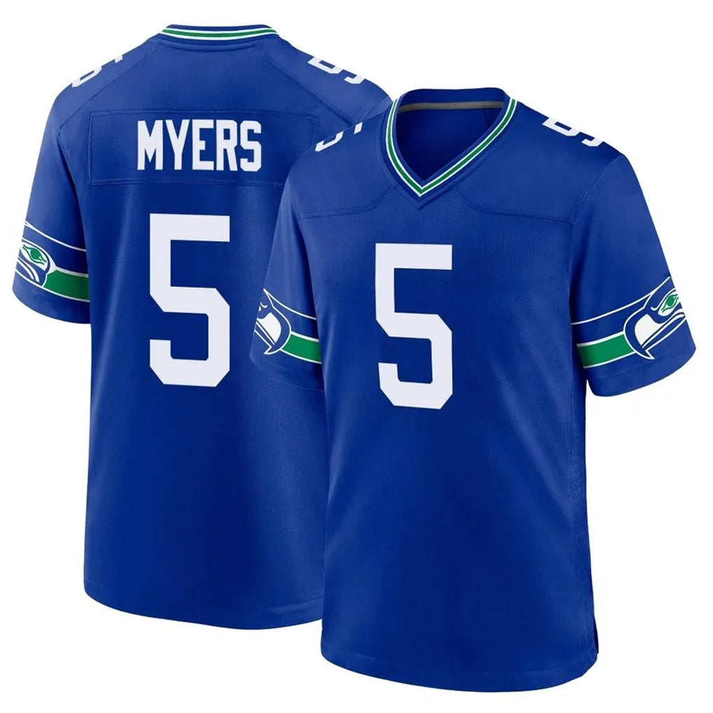 Blackjersey S.Seahawks #5 Jason Myers Player Royal Throwback Home Game Stitched Jerseys