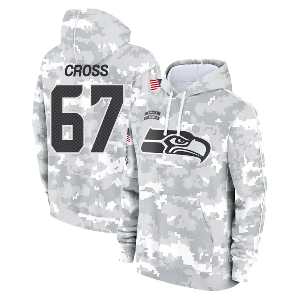 Blackjersey S.Seahawks #67 Charles Cross Player Arctic Camo Limited Salute to Service Pullover Hoodies Game Stitched Jerseys