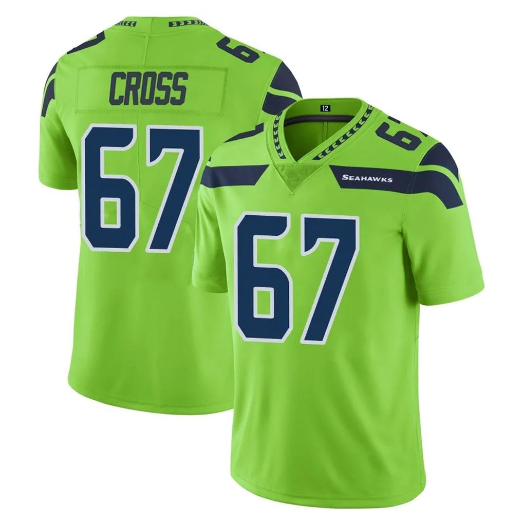 Blackjersey S.Seahawks #67 Charles Cross Player Green Limited Color Rush Home Game Stitched Jerseys