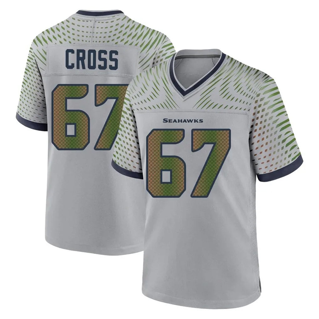 Blackjersey S.Seahawks #67 Charles Cross Player Grey 2025 Rivalries Collection Home Game Stitched Jerseys