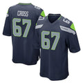Blackjersey S.Seahawks #67 Charles Cross Player Navy Home Game Stitched Jerseys