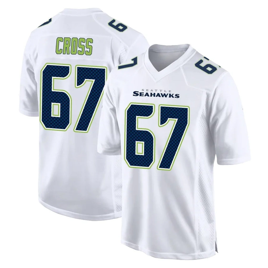 Blackjersey S.Seahawks #67 Charles Cross Player White Tundra Fashion Home Game Stitched Jerseys