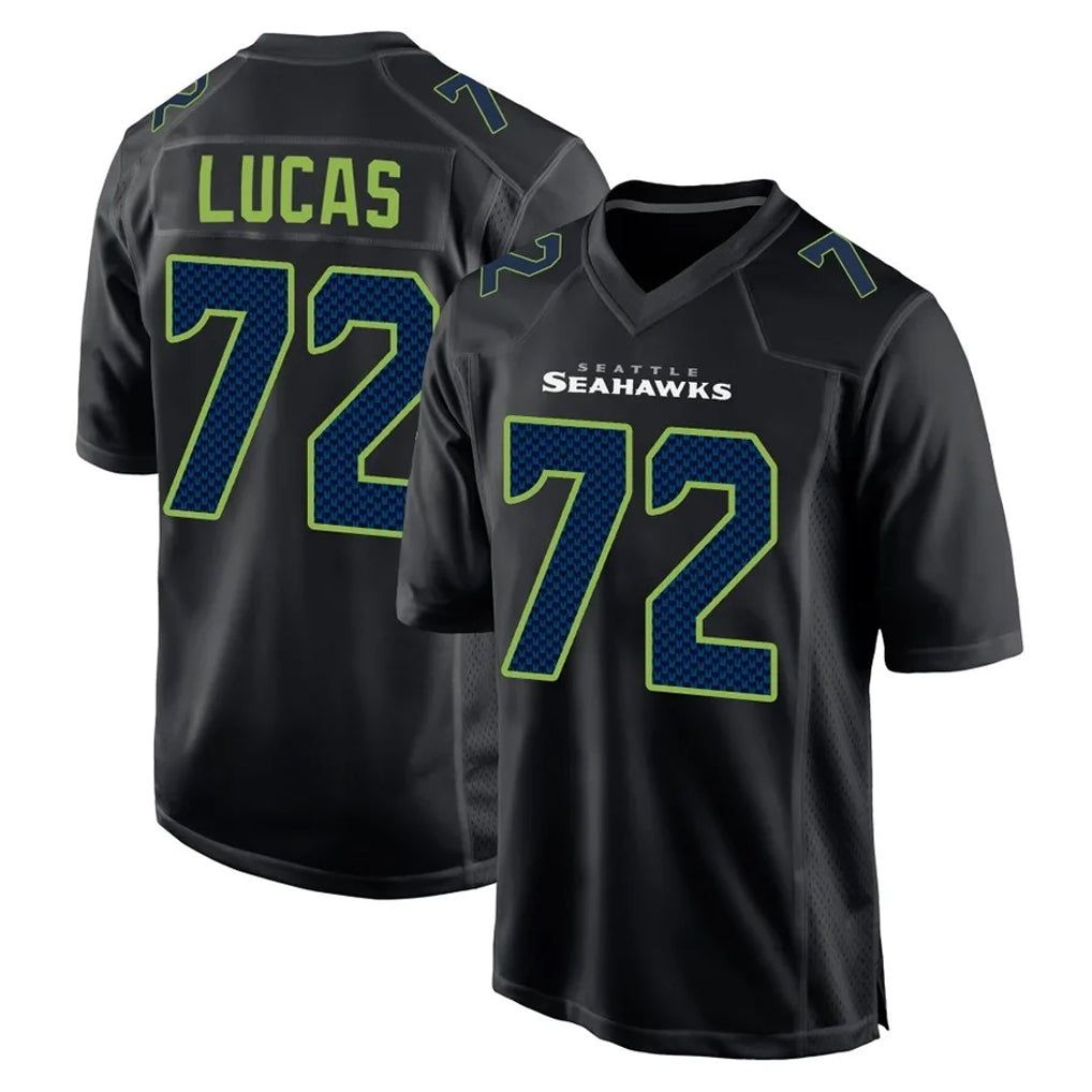 Blackjersey S.Seahawks #72 Abraham Lucas Player Black Limited Fashion Home Game Stitched Jerseys