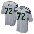 Blackjersey S.Seahawks #72 Abraham Lucas Player Gray Home Game Stitched Jerseys