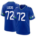 Blackjersey S.Seahawks #72 Abraham Lucas Player Royal Throwback Home Game Stitched Jerseys