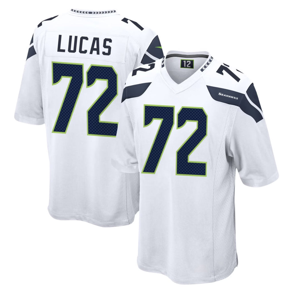 Blackjersey S.Seahawks #72 Abraham Lucas Player White Home Game Stitched Jerseys