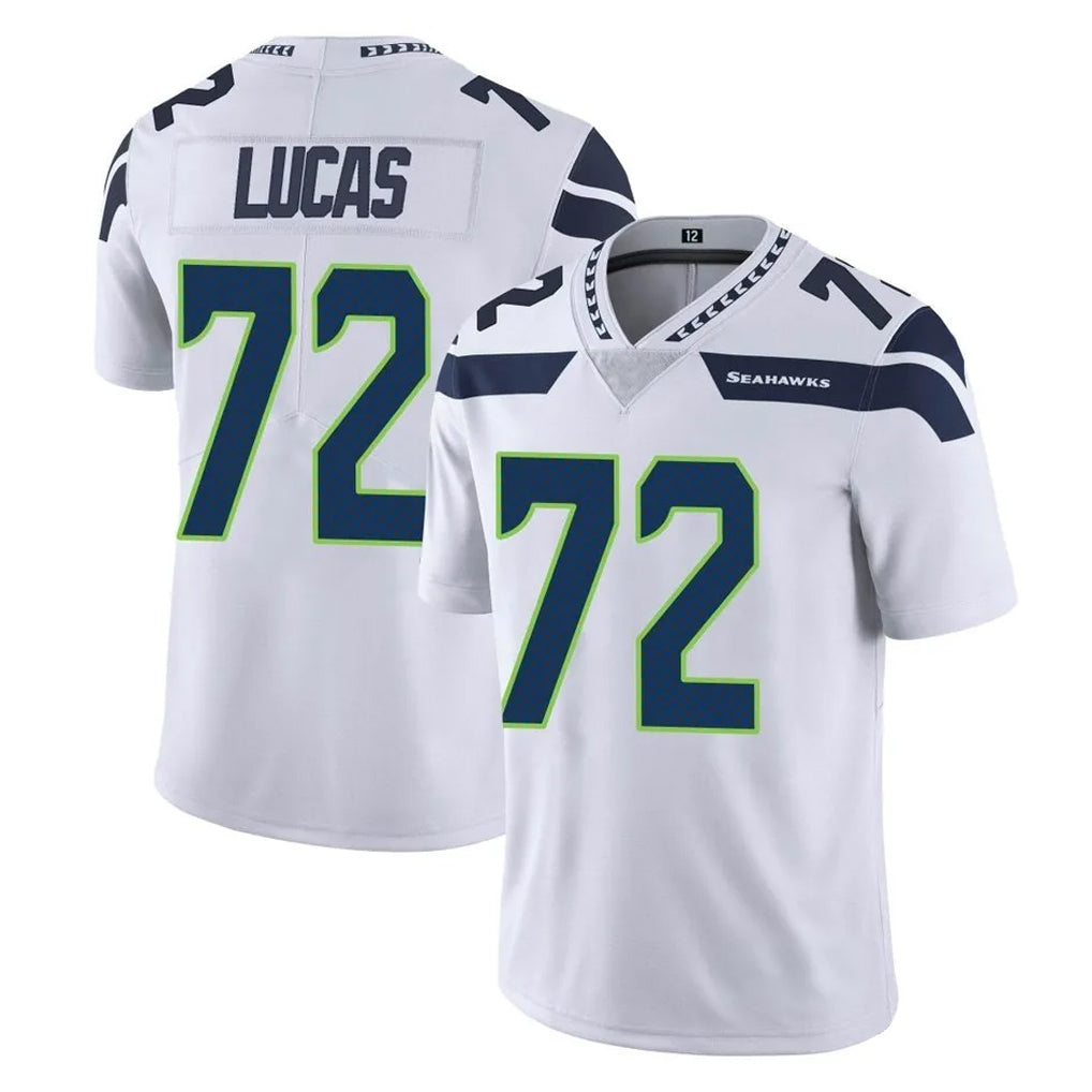 Blackjersey S.Seahawks #72 Abraham Lucas Player White Limited Vapor Untouchable Home Game Stitched Jerseys