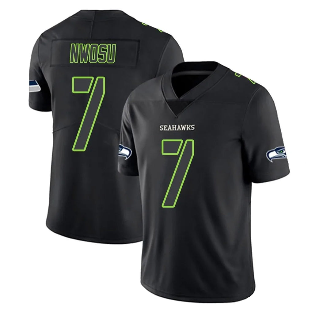 Blackjersey S.Seahawks #7 Uchenna Nwosu Player Black Impact Limited Home Game Stitched Jerseys