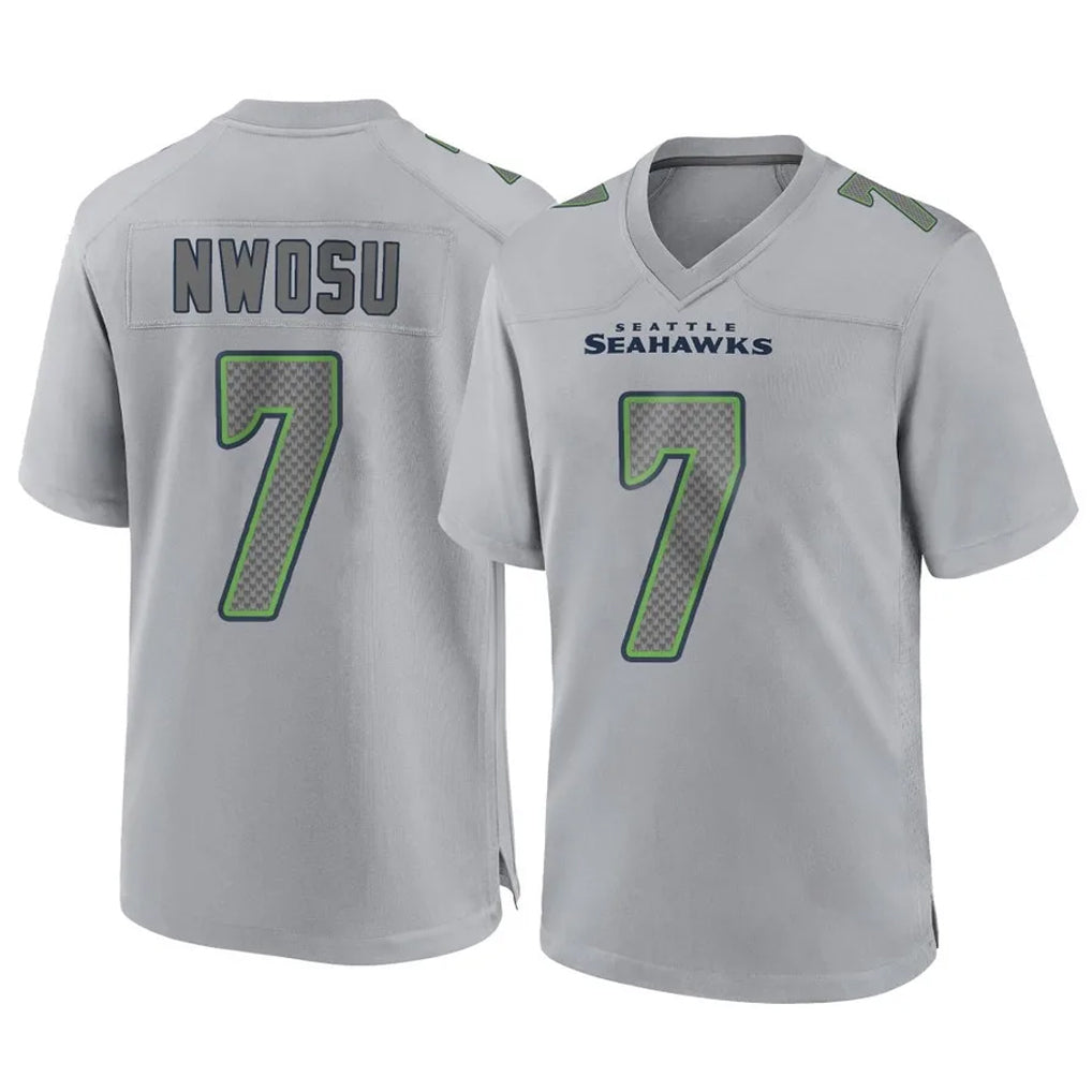 Blackjersey S.Seahawks #7 Uchenna Nwosu Player Gray Atmosphere Fashion Home Game Stitched Jerseys