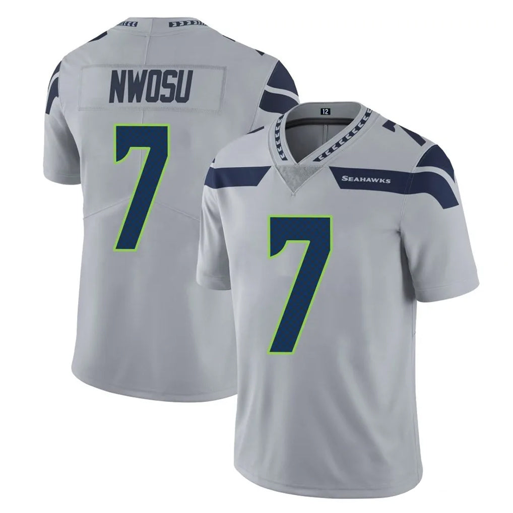 Blackjersey S.Seahawks #7 Uchenna Nwosu Player Gray Limited Vapor Untouchable Home Game Stitched Jerseys