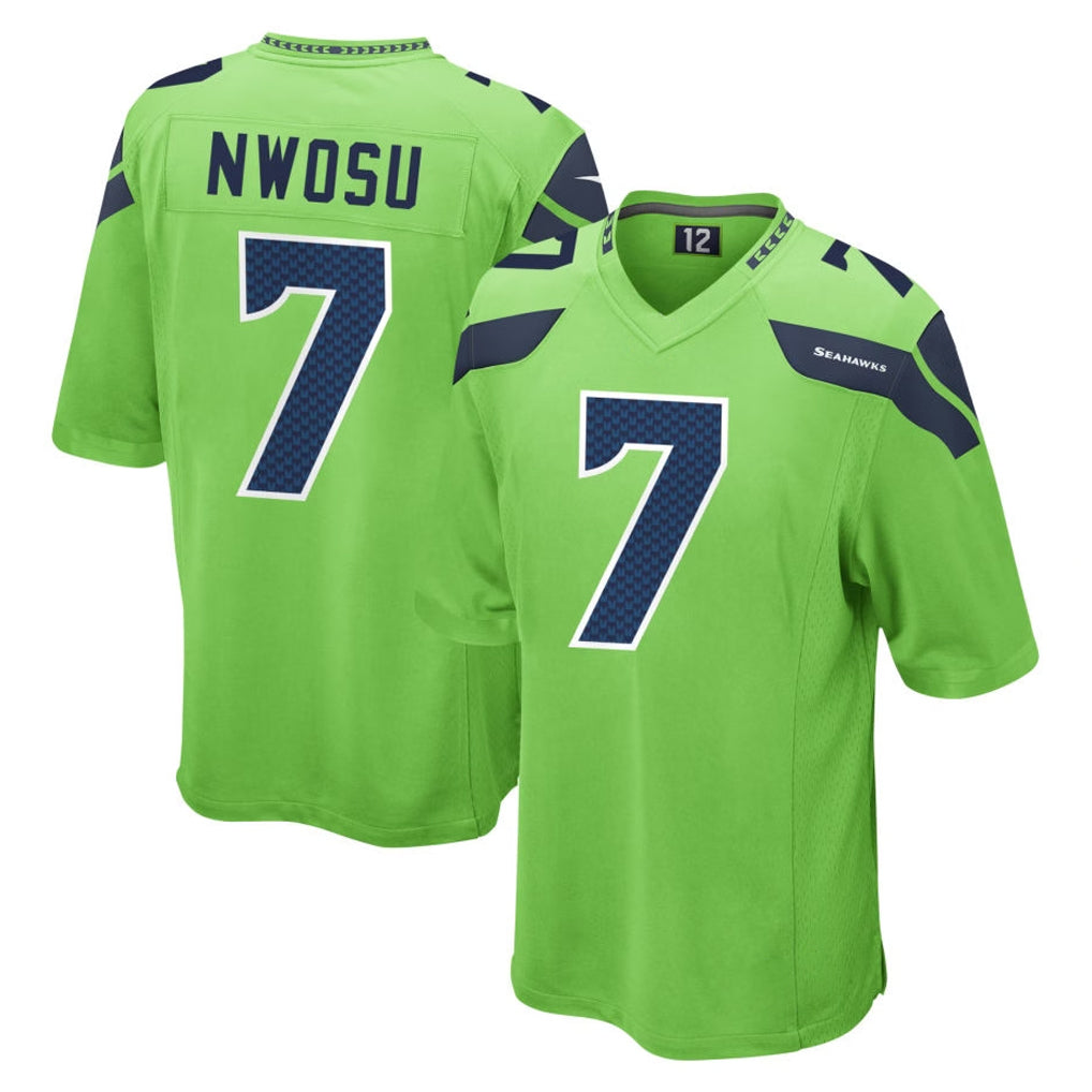 Blackjersey S.Seahawks #7 Uchenna Nwosu Player Green Home Game Stitched Jerseys