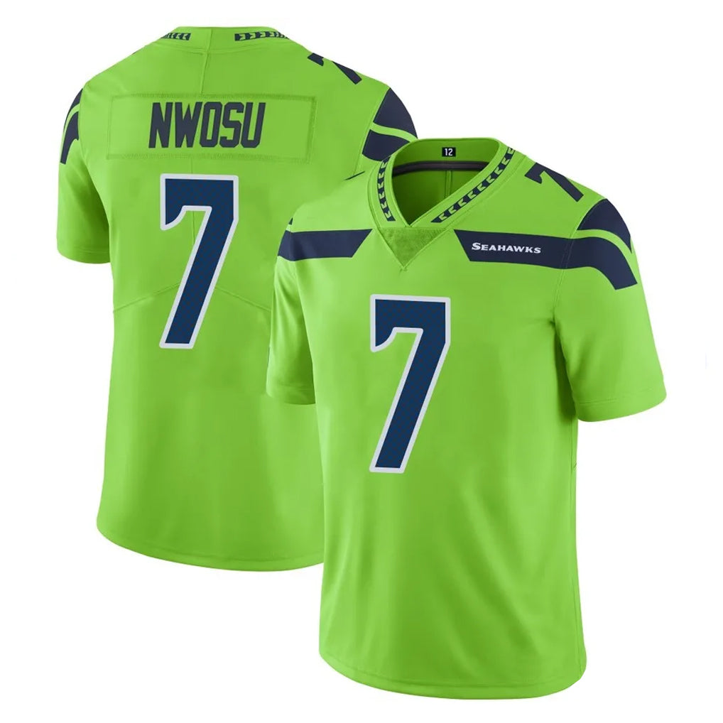 Blackjersey S.Seahawks #7 Uchenna Nwosu Player Green Limited Color Rush Home Game Stitched Jerseys