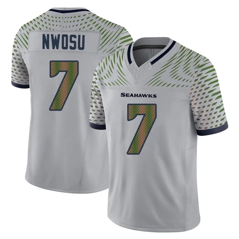 Blackjersey S.Seahawks #7 Uchenna Nwosu Player Grey Limited 2025 Rivalries Collection Home Game Stitched Jerseys