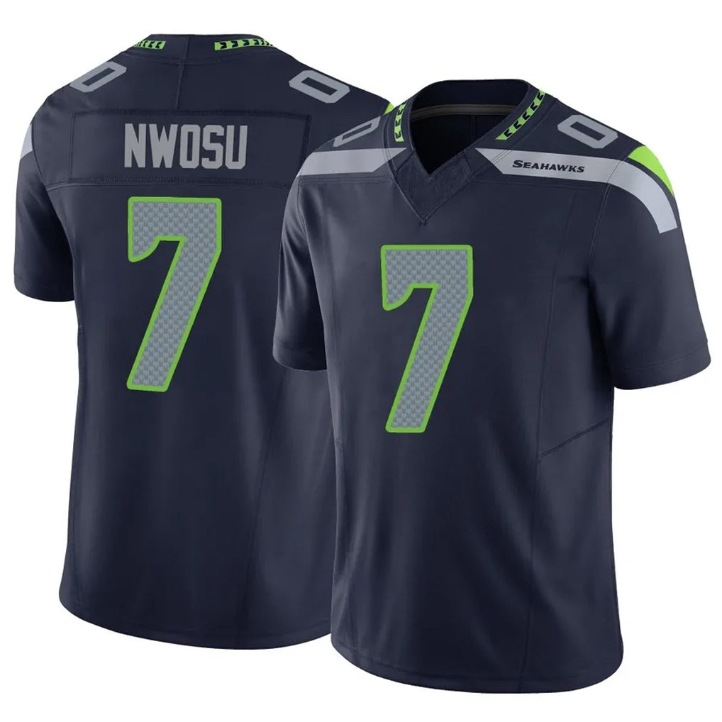 Blackjersey S.Seahawks #7 Uchenna Nwosu Player Navy Limited Vapor F.U.S.E. Home Game Stitched Jerseys