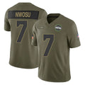 Blackjersey S.Seahawks #7 Uchenna Nwosu Player Olive 2025 Salute To Service Limited Home Game Stitched Jerseys
