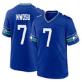 Blackjersey S.Seahawks #7 Uchenna Nwosu Player Royal Throwback Home Game Stitched Jerseys