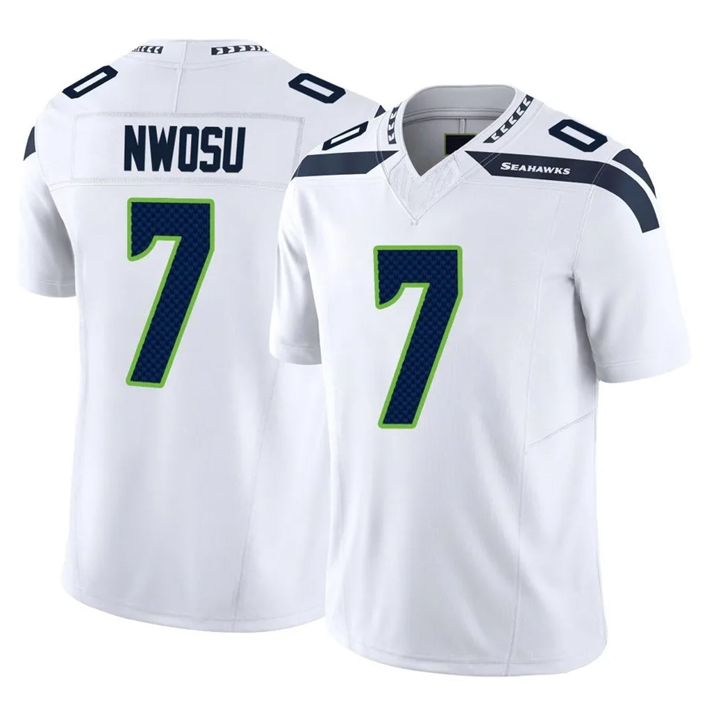 Blackjersey S.Seahawks #7 Uchenna Nwosu Player White Limited Vapor F.U.S.E. Home Game Stitched Jerseys