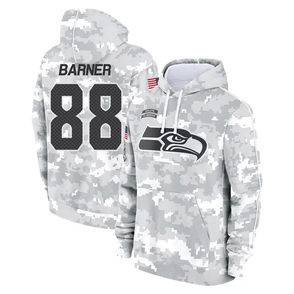 Blackjersey S.Seahawks #88 AJ Barner Player Arctic Camo Limited Salute to Service Pullover Hoodies Game Stitched Jerseys
