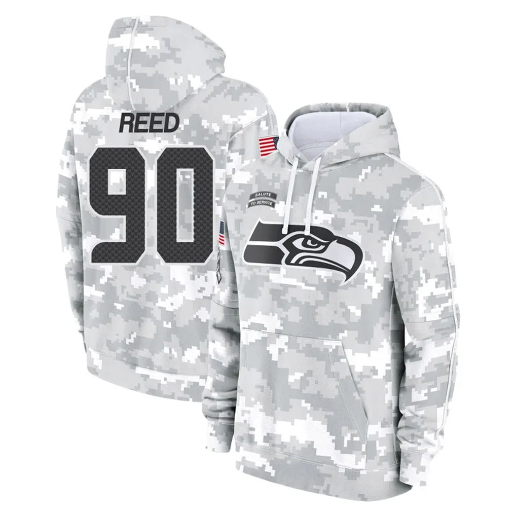 Blackjersey S.Seahawks #90 Jarran Reed Player Arctic Camo Limited Salute to Service Pullover Hoodies Game Stitched Jerseys