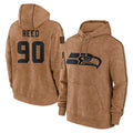 Blackjersey S.Seahawks #90 Jarran Reed Player Brown Limited Salute to Service Pullover Hoodies Game Stitched Jerseys