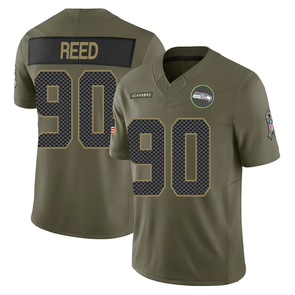 Blackjersey S.Seahawks #90 Jarran Reed Player Olive 2025 Salute To Service Limited Home Game Stitched Jerseys