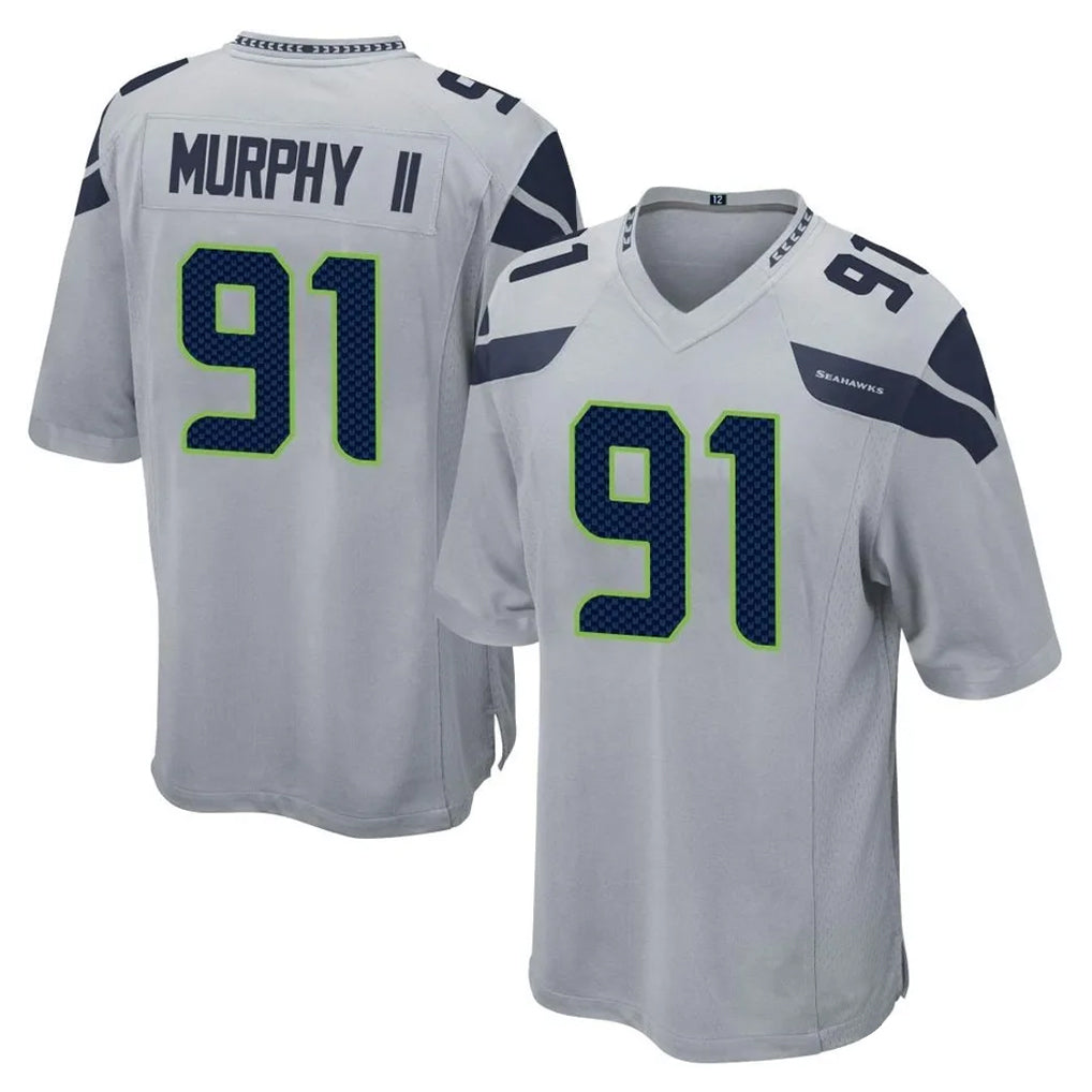 Blackjersey S.Seahawks #91 Byron Murphy II Player Gray Atmosphere Fashion Home Game Stitched Jerseys