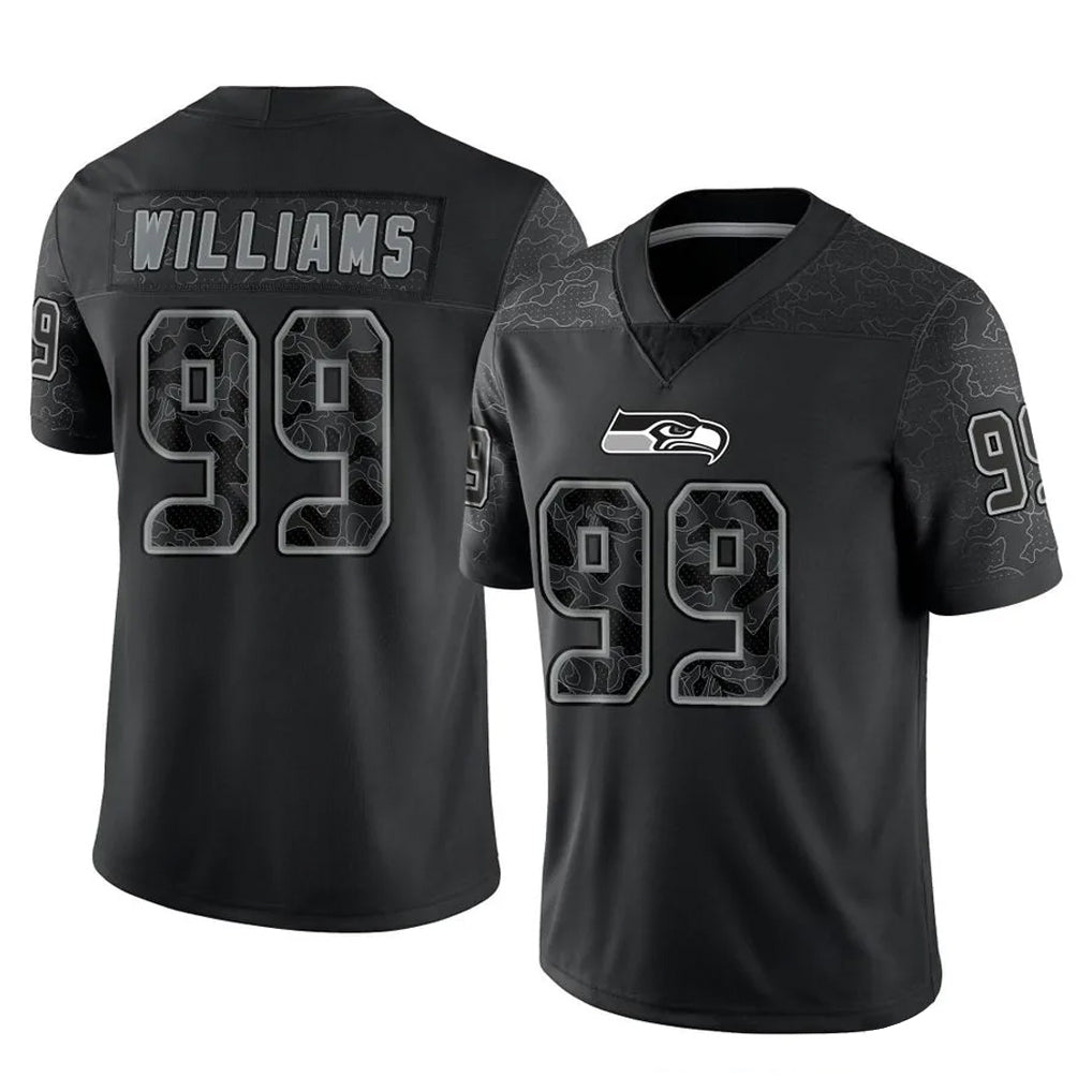 Blackjersey S.Seahawks #99 Leonard Williams Player Black Limited Reflective Home Game Stitched Jerseys
