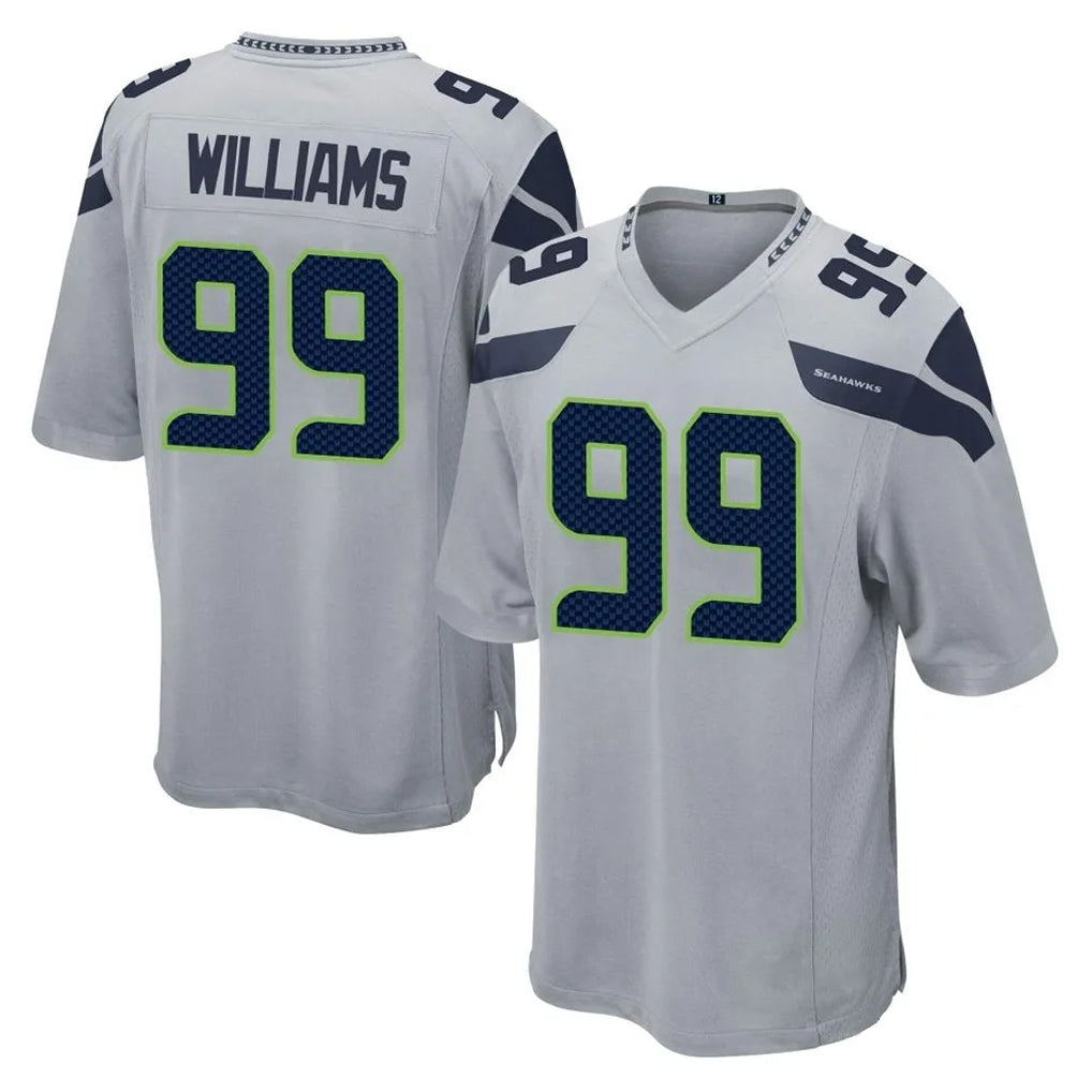 Blackjersey S.Seahawks #99 Leonard Williams Player Gray Home Game Stitched Jerseys