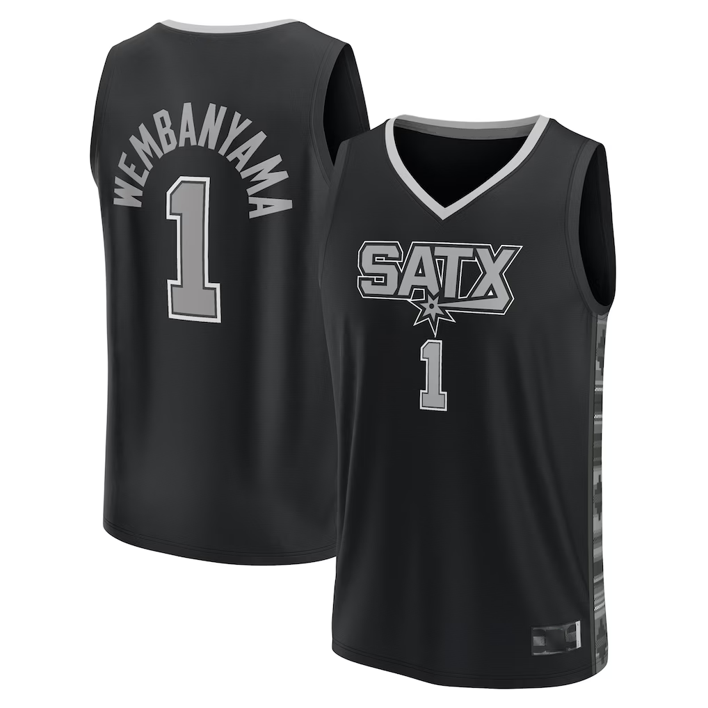 Blackjersey SA.Spurs #1 Victor Wembanyama Fanatics Black Fast Break Player Jerseys - Statement Edition