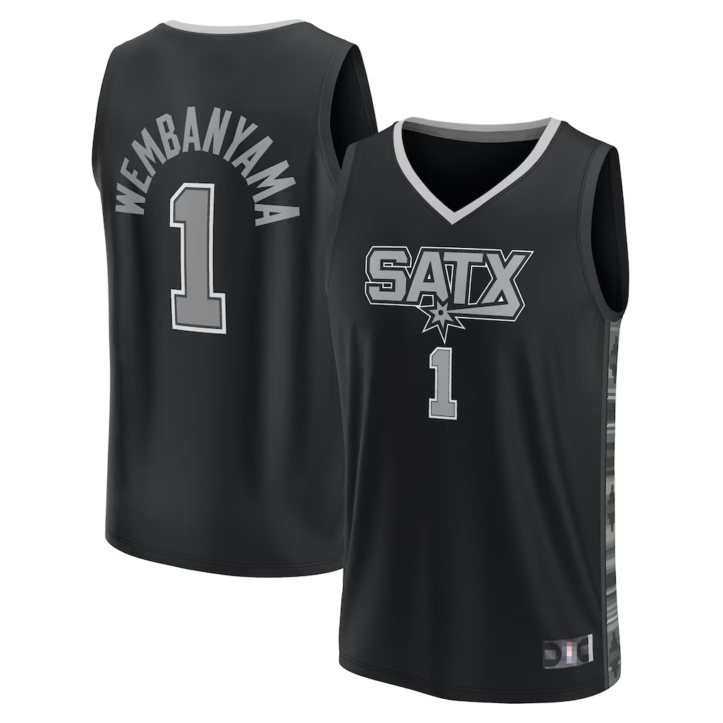 Blackjersey SA.Spurs #1 Victor Wembanyama Fanatics Black Fast Break Replica Player Jerseys - Statement Edition