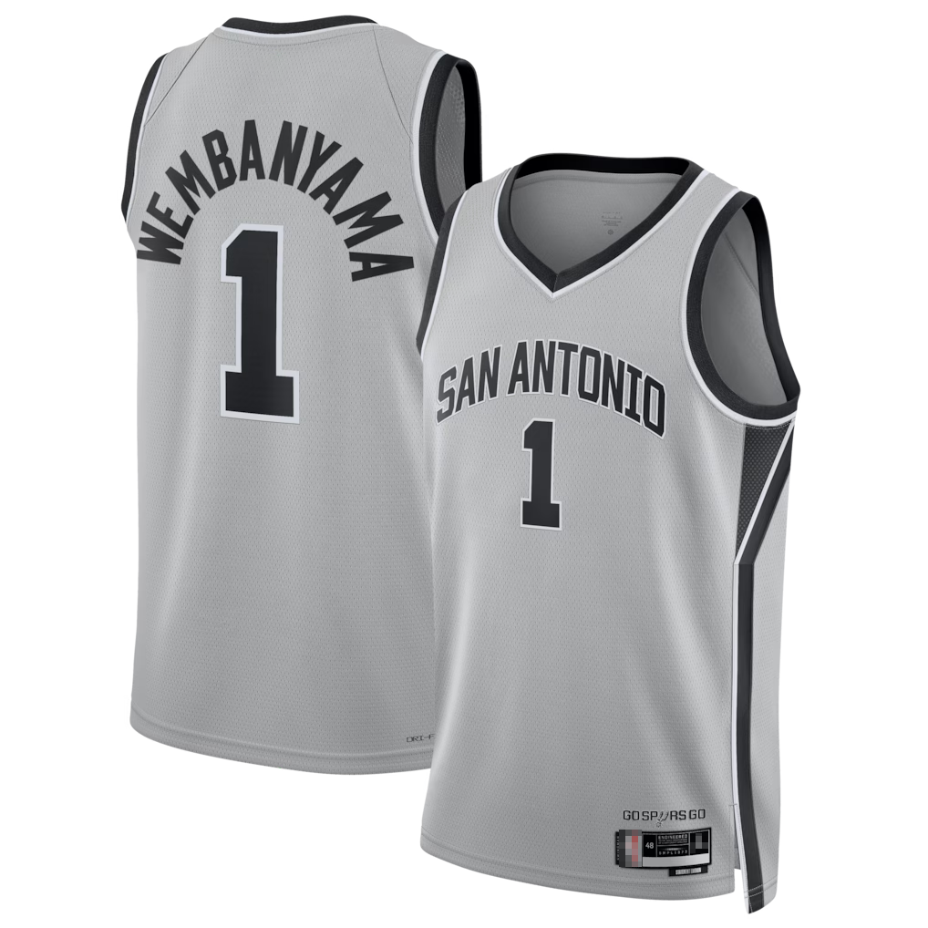 Blackjersey SA.Spurs #1 Victor Wembanyama Silver Swingman Jerseys - Statement Edition