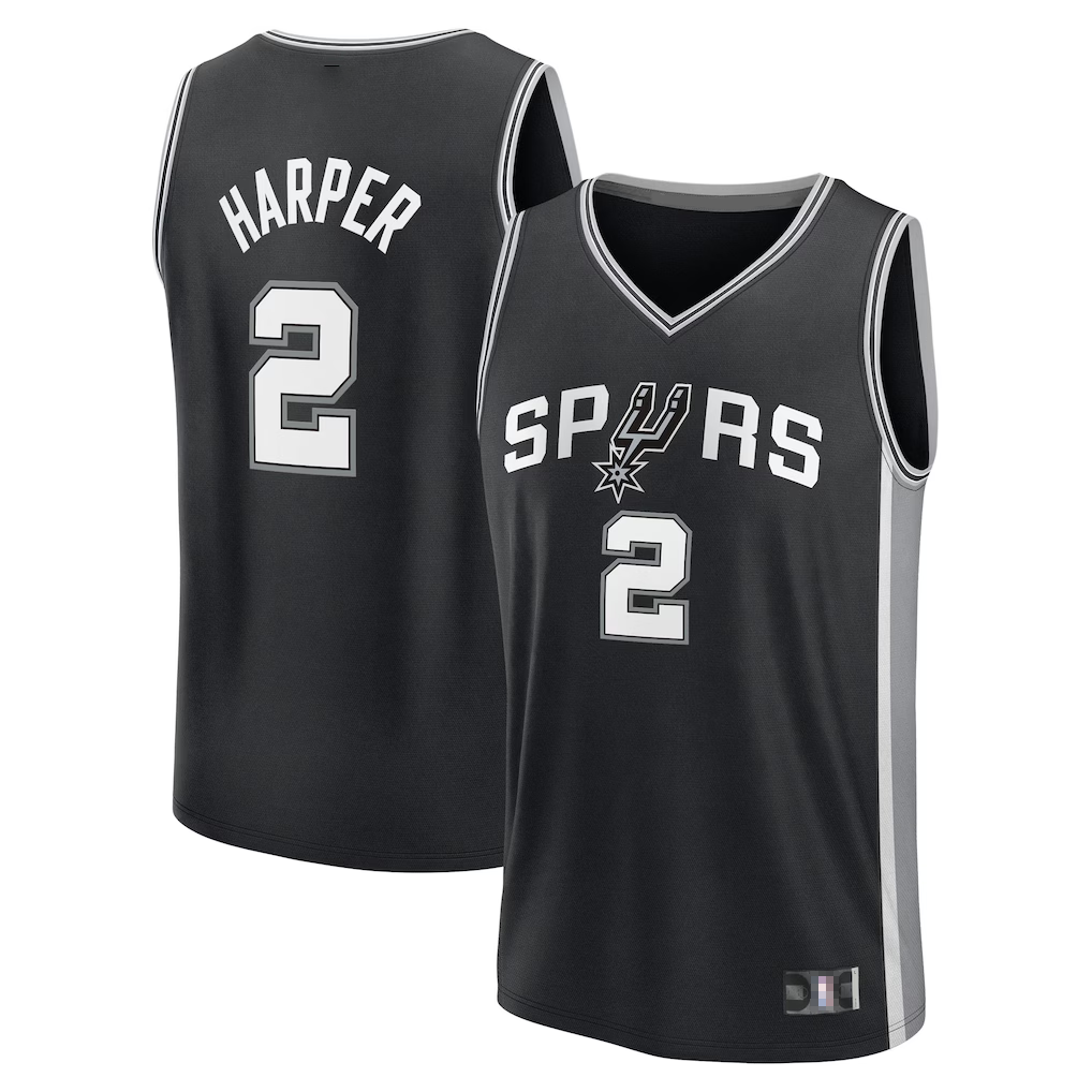 Blackjersey SA.Spurs #2 Dylan Harper Fanatics Black 2025 NBA Draft First Round Pick Fast Break Replica Jerseys - Icon Edition