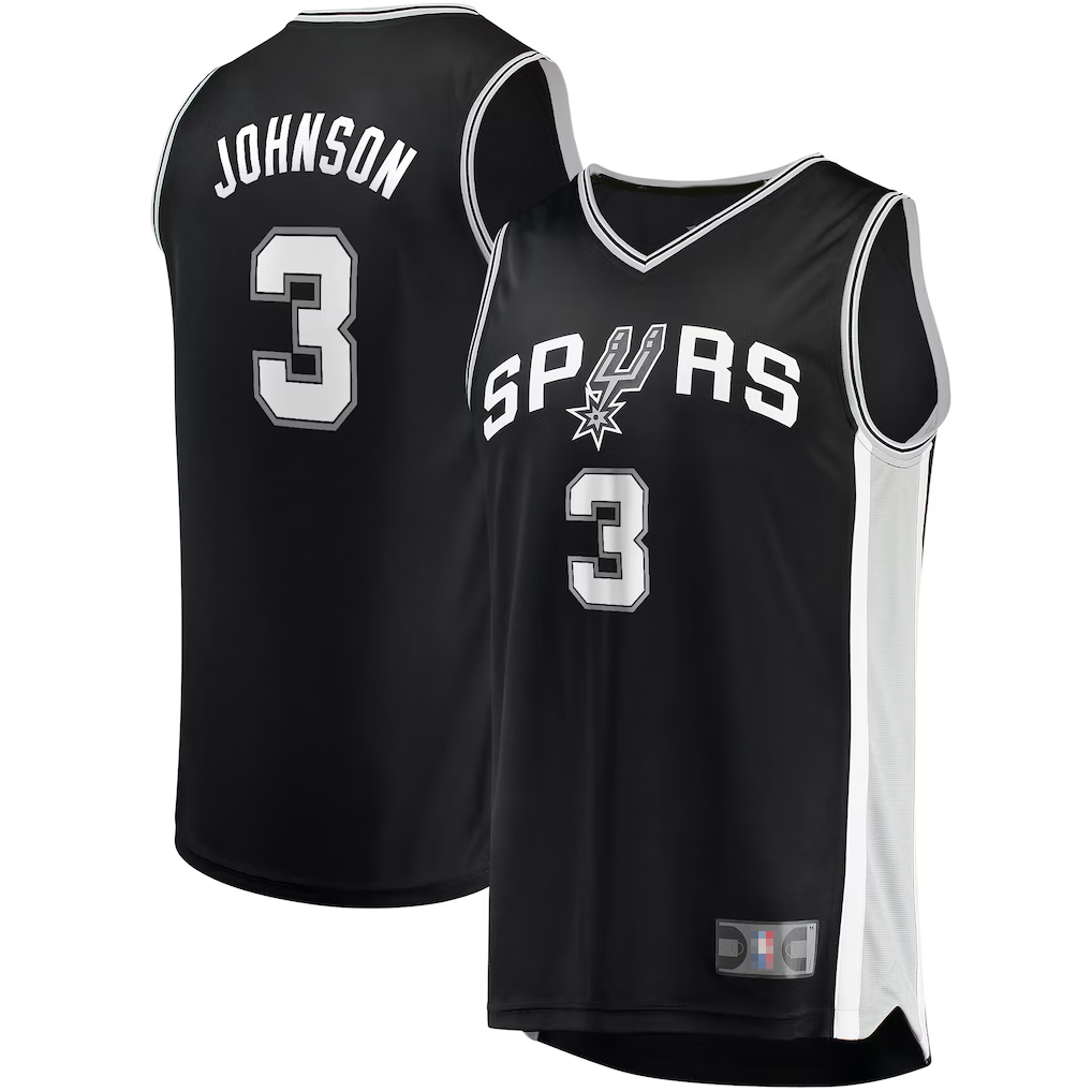 Blackjersey SA.Spurs #3 Keldon Johnson Fanatics Black Fast Break Replica Jerseys - Icon Edition