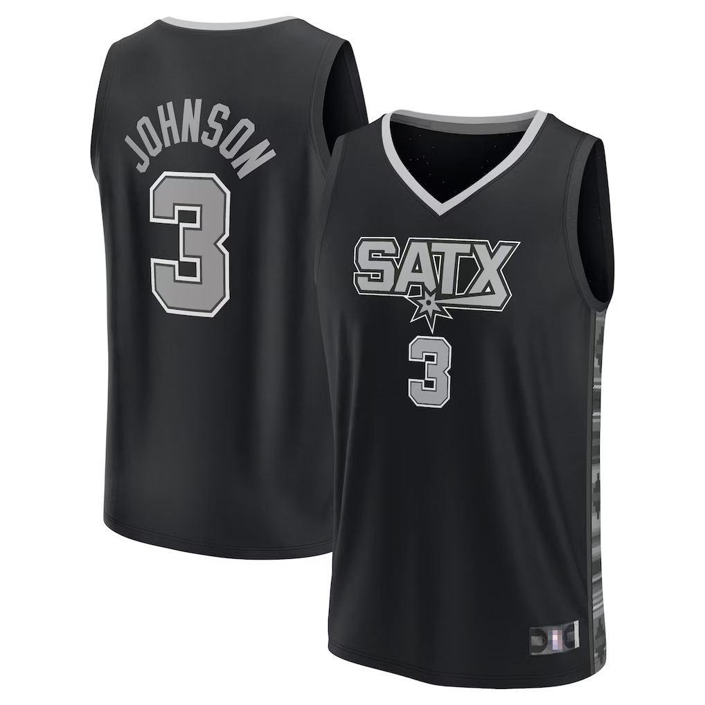 Blackjersey SA.Spurs #3 Keldon Johnson Fanatics Black Fast Break Replica Player Jerseys - Statement Edition