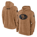 Blackjersey SF.49ers Brown Limited Salute to Service Pullover Hoodies Game Blank Player Stitched Jerseys
