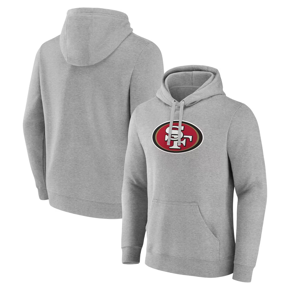 Blackjersey SF.49ers Gray LOGO Pullover Hoodies Home Game Blank Player Stitched Jerseys