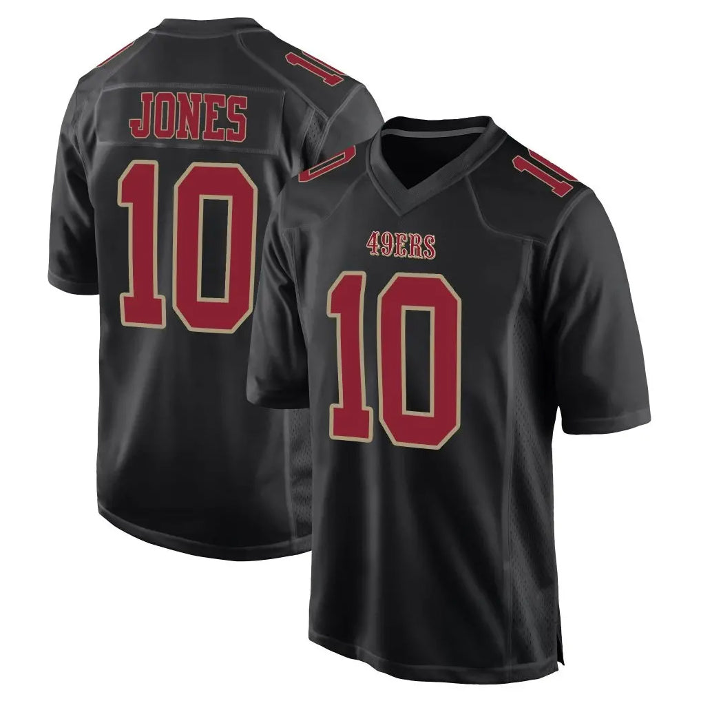 Blackjersey SF.49ers #10 Mac Jones Player Black Fashion Home Game Stitched Jerseys