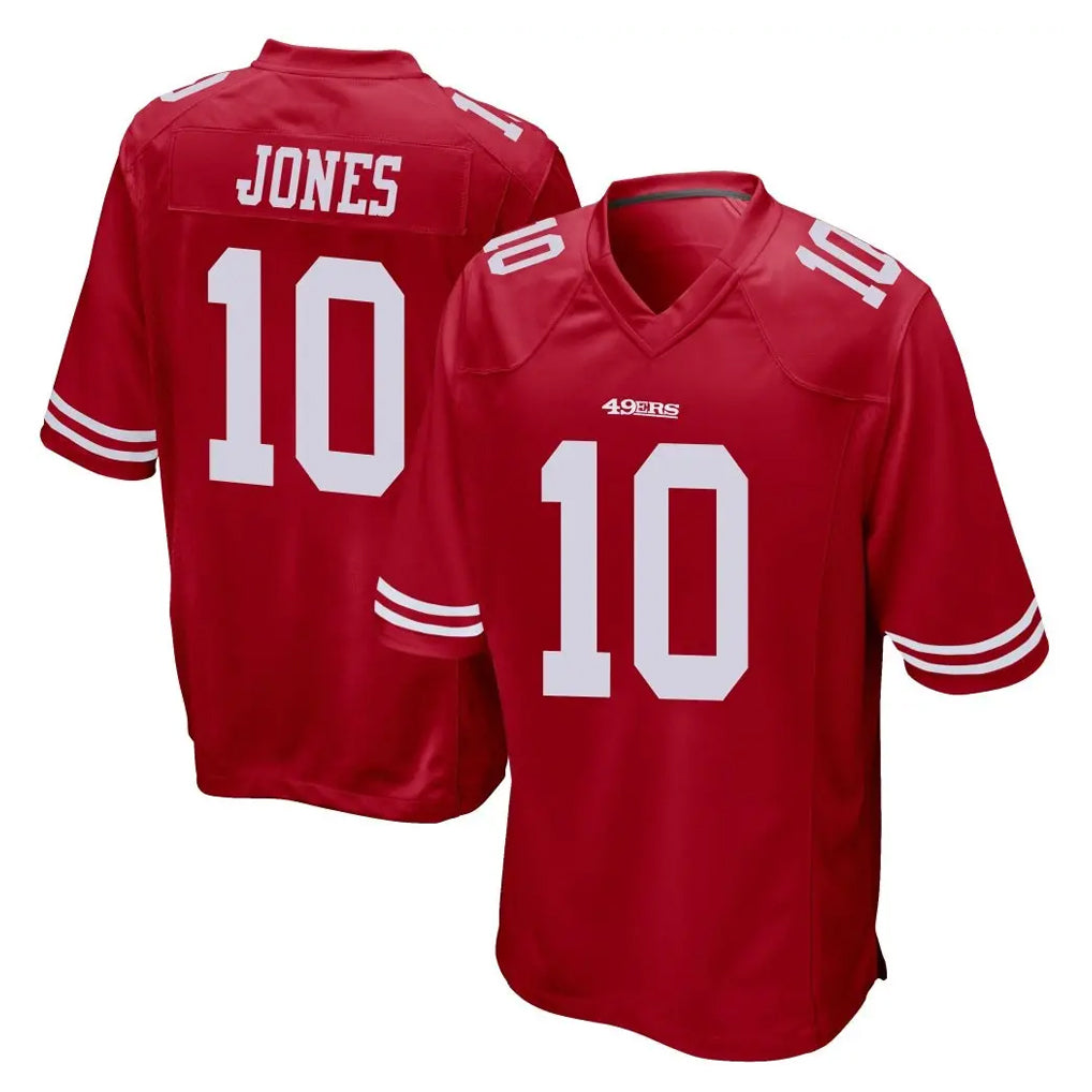 Blackjersey SF.49ers #10 Mac Jones Player Red Home Game Stitched Jerseys