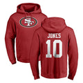 Blackjersey SF.49ers #10 Mac Jones Player Red LOGO Pullover Hoodies Home Game Stitched Jerseys