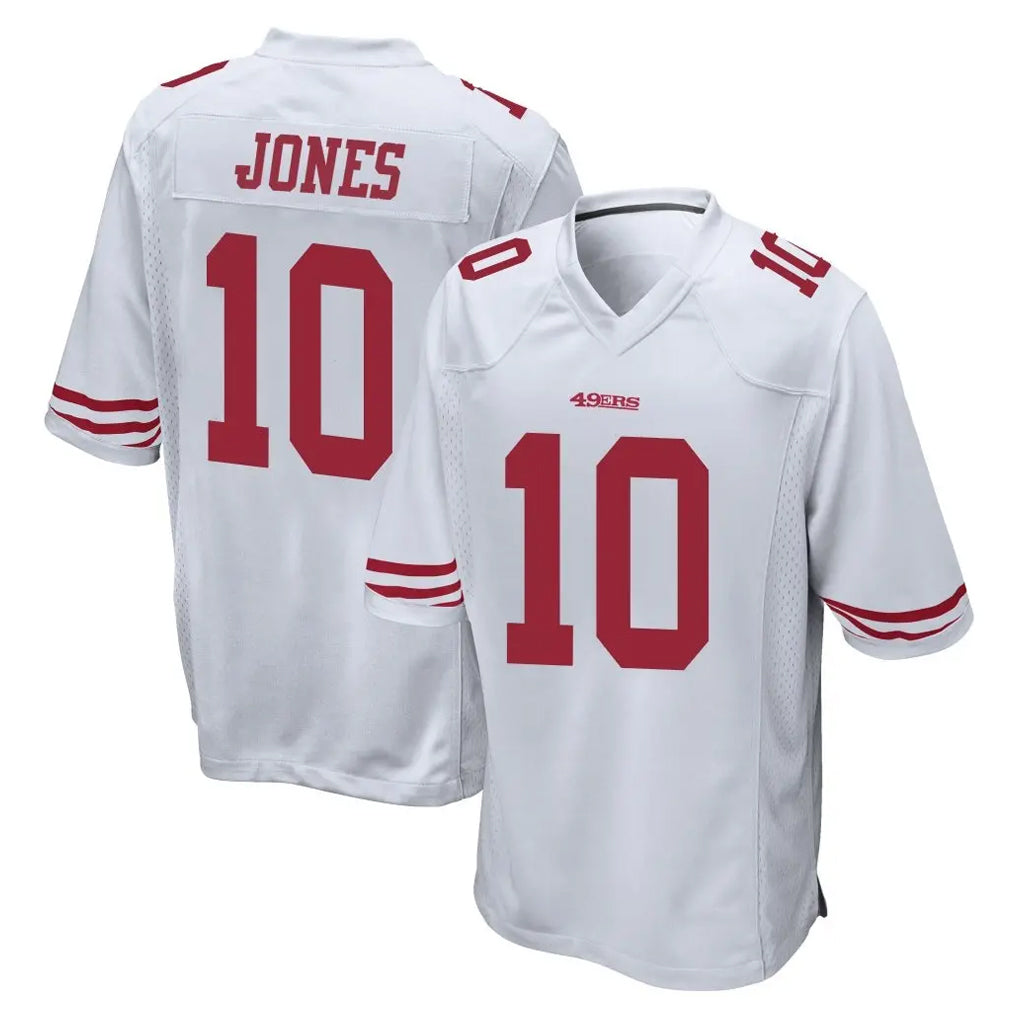 Blackjersey SF.49ers #10 Mac Jones Player White Home Game Stitched Jerseys
