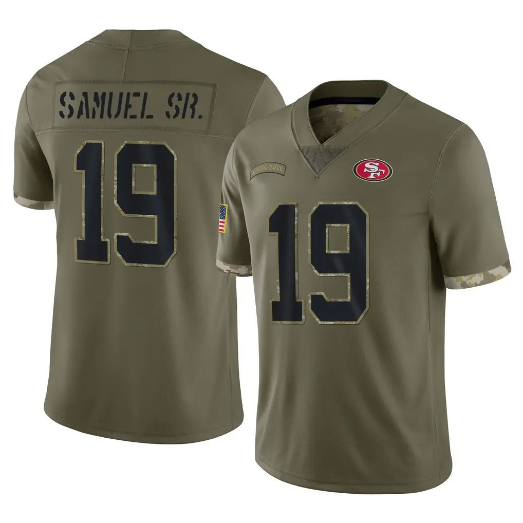 Blackjersey SF.49ers #19 Deebo Samuel Sr. Player Olive Limited Salute To Service Home Game Stitched Jerseys