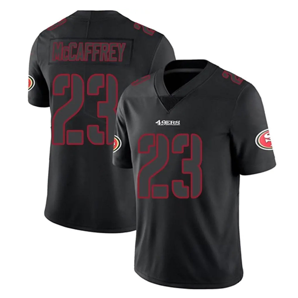 Blackjersey SF.49ers #23 Christian McCaffrey Player Black Impact Limited Home Game Stitched Jerseys