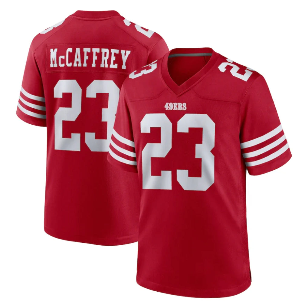 Blackjersey SF.49ers #23 Christian McCaffrey Player Red Game Home Stitched Jerseys